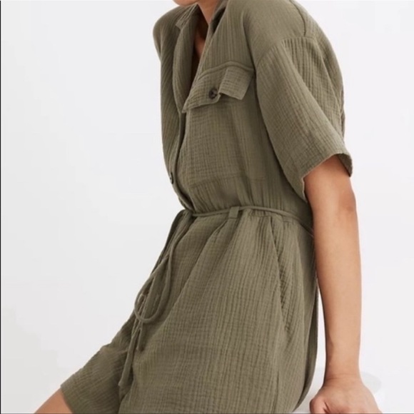 Madewell Lightspun Belted Safari Romper - Picture 2 of 6
